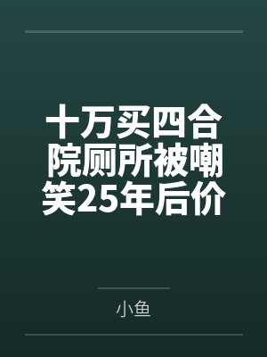 十万买四合院厕所被嘲笑25年后价值上亿